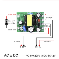Konverter AC-DC Mini XH-M299 110V/220V ke 12V/5V 0,2a + 5V papan modul sakelar terisolasi papan PCB komponen elektronik