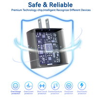 Cargador de Pared USB-C WAWEIS PD3.0 QC3.0 de 45W con Carga Rápida y Protección OVP para Teléfonos Móviles