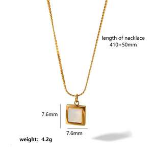 เครื่องประดับสแตนเลสชุบทอง โซ่เส้นเล็กประดับเปลือกหอยมุกขัดเงาสูง - Product Image 1