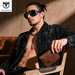 Cartera de <span class=keywords><strong>Hombre</strong></span> de Cuero Genuino Marca BULLCAPTAIN, Cartera Simple de Piel de Vaca de Primera Capa, Cartera Moderna Multicolor de Gran Capacidad - Product Image 4