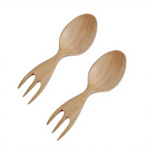 Ensemble de couverts 2-en-1 en bois au design antique, de qualité supérieure, fourchette et cuillère, du fabricant Home Arts - Product Image 1