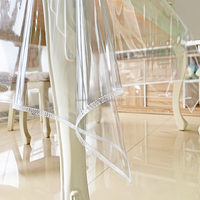 Housse de table en PVC transparent, imperméable, personnalisé avec bord de fil à coudre