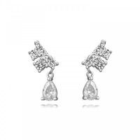 Pendientes de latón Retro color geométrico circón colgante oro plata pendientes para mujer Hainon 2014