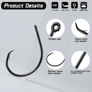 ตะขอตกปลามีหนามเหล็กคาร์บอนสูงสีดำสำหรับตกปลาคาร์พปลาเทราท์ปลาหมึก - Product Image 5