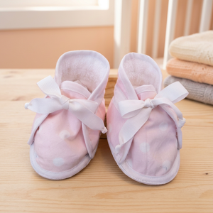 Pantofole calde in cotone per bambina con fodera in peluche e motivo a pois - Product Image 2