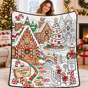 Couverture en flanelle à colorier soi-même pour Noël avec marqueurs, couverture lavable pour le graffiti, amusement hivernal pour les enfants et la famille - Product Image 3
