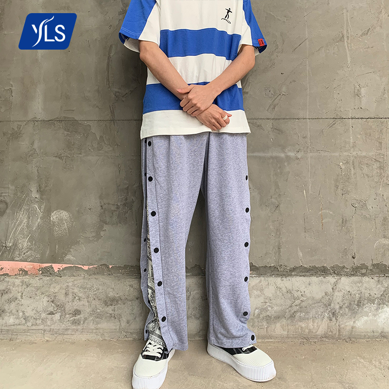 YLS New Look High Street Fashion Vintage графический принт однобортные 85% хлопок Мужские Многослойные спортивные брюки