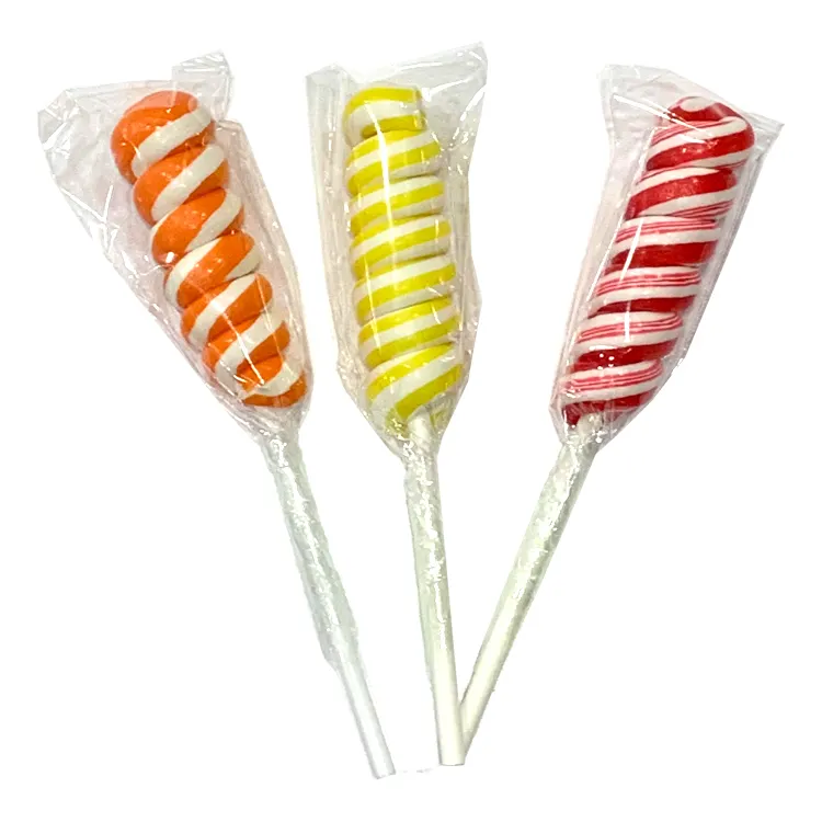 Bán Buôn Đầy Màu Sắc Trái Cây Twist Lollipop Tùy Chỉnh Twist Lollipop Cán Pop Twist Lollipop