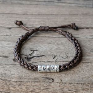 Pulsera de cuerda trenzada Li Yu con cuentas de metal grabadas, joyería personalizada para mujeres y hombres, accesorio de moda - Product Image 4