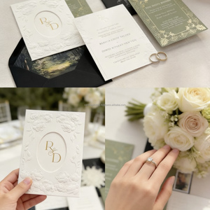 Custom Sculpted Embossed Cotton <b>Paper</b> Invitation Cards with Raised and Blind Emboss <b>Printing</b> Large-format for Special Events - Product Image 4