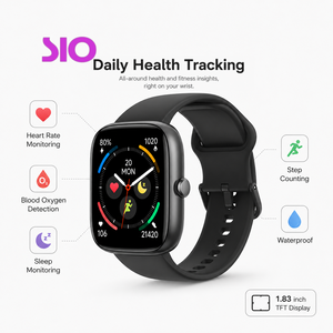 Montre connectée légère en alliage d'aluminium avec écran TFT 1,83 pouces 240x284, bracelet en silicone, moniteur de fréquence cardiaque et de sommeil, compatible iOS, 119g, échantillon - Product Image 2