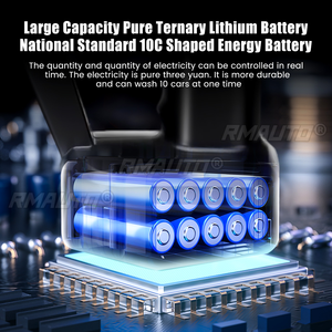 100BAR 6-in-1 30000mAh 500W Cordless <b>Car</b> <b>Washer</b> 10 Cells Battery Spray Water Gun 0/1/2 Battery Washing Cleaning Machine - Product Image 6