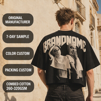 T-shirt formel pour homme en coton noir personnalisé 300 GSM, coupe classique, avec impression sérigraphique sur le devant, style Y2K streetwear