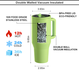 Gobelet à couvercle rabattable de 40oz avec poignée et paille en acier inoxydable sans BPA Bouteille d'eau résistante aux fuites avec LOGO personnalisé-Réutilisable - Product Image 5