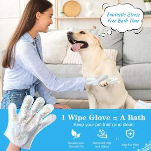 Gants de bain et de toilettage pour chiens et chats, lingettes jetables pour animaux, brosse de bain en tissu non tissé, nettoyage dentaire - Product Image 1