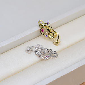 Pendentif en argent 925 fait main Wenchi, perle baroque, support vide irrégulier, accessoire de collier, fabriqué en Chine pour femmes - Product Image 4