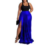 Jupe longue plissée brillante décontractée pour femme, taille haute, couleur unie, grande taille, haute qualité, collection été 2026