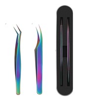 Ensemble de pinces à cils en acier inoxydable avec logo personnalisé, pour extensions de cils, avec pointes antistatiques, durables et de précision