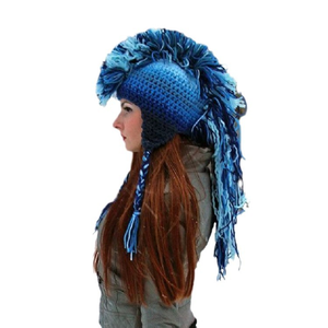 Gorro de punto arcoíris estilo romano con borlas y orejeras, gorro unisex de ganchillo para disfraz de Halloween o uso casual. Se aceptan pedidos personalizados. - Product Image 2