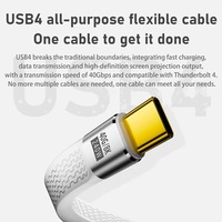 Nuevo cable de datos ultracorto USB4 4K FPC de carga rápida de 40Gbps 5A 240W USB C a tipo C macho hembra chaqueta de PVC Cable de blindaje trenzado