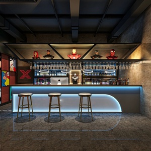 Comptoir de bar à cocktails en bois écologique, durable, résistant aux taches, pour boîte de nuit, bar à LED - Product Image 3