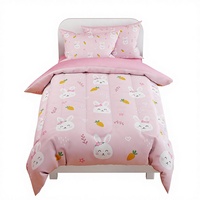 Ensemble de literie 3 pièces en microfibre pour enfants filles, motif lapin, taille double, comprenant couette, taie d'oreiller et drap-housse – Cadeau d'anniversaire – Vente en gros fabricant