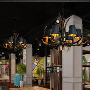 ثريا صناعية حديثة بـ 6 مصابيح على شكل قرون الغزلان، إضاءة LED دافئة بيضاء، تشغيل بالتيار المتردد، لغرفة الطعام، تشطيب أسود، إضاءة معلقة - Product Image 4