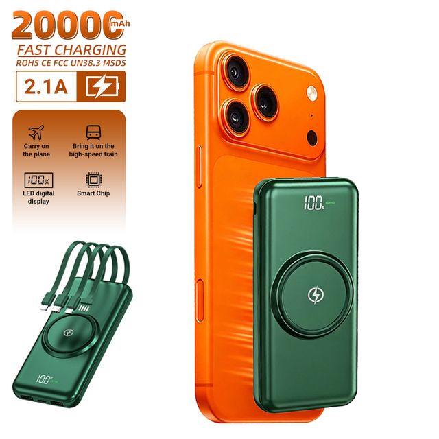 Fast Quick Charge 20000Mah Power Banks Mobile Phone Portable Powerbank 20000Mah Charger Wireless Power Bank