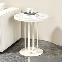 Table d'appoint moderne ronde à motif marbre avec support métallique pour canapé, salon, chambre à coucher, meubles d'intérieur