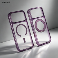 VAWI B560 Coque rigide en PC mat avec support anneau pliable à 360° pour iPhone 17 18 Pro 17 18 Pro Max, poignée côtelée et protection d'angle surélevée