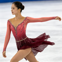 Robe de patinage artistique à col en V et manches longues, dégradé rouge vin, avec strass en maille pour enfants et adultes, pour compétitions et spectacles sur glace