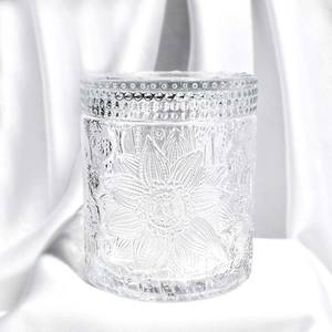 ภาชนะใส่เทียนทรงกระบอกตกแต่งคริสต์มาส LZ พร้อมเชิงเทียนคริสตัลใสลายดอกบัว พร้อมเทียนสีขาวและกล่อง - Product Image 4