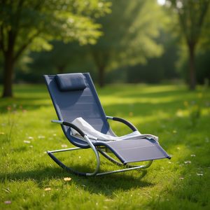 Sedia da Giardino Reclinabile e Dondolante per Esterni, Telaio in Alluminio, Tessuto in Poliestere, Design Moderno, Comoda, Regolazione Manuale - Product Image 2