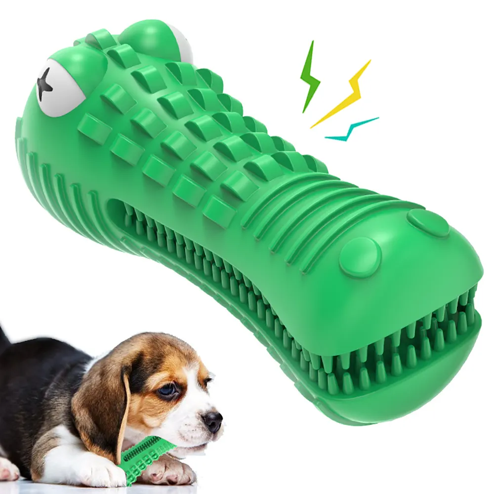 ที่ขายดีที่สุดเป็นมิตรกับสิ่งแวดล้อมสุนัขจระเข้ฟันของเล่นสุนัขเคี้ยวแปรงสีฟันฟันทำความสะอาดของเล่น