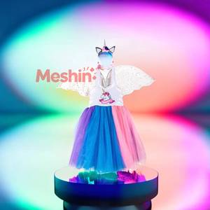 Robe en gaze licorne colorée et mignonne pour filles, idéale pour les spectacles et événements festifs - Product Image 5