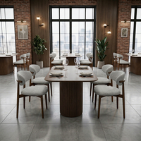 Table et chaises de restaurant commerciales, chaise en bois massif, finition bois à pores ouverts, facile à nettoyer, table ignifuge, B2B