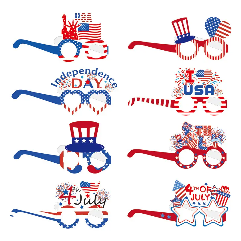 Hot selling Independence Day decorative glasses National Day holiday photography props paper glasses other party decorations