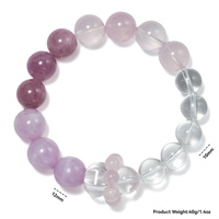 Bracelets extensibles en pierres précieuses Kunzite de 12 mm pour femmes, quartz rose naturel de Madagascar, perles d'eau douce, bracelet en perles de cristal