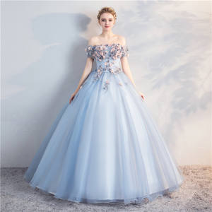 Feishiluo bleu clair a-ligne robe <span class=keywords><strong>de</strong></span> mariée nouveau Style coréen perlé fleur élégante dentelle décoration pour <span class=keywords><strong>la</strong></span> mère <span class=keywords><strong>de</strong></span> <span class=keywords><strong>la</strong></span> mariée ou <span class=keywords><strong>la</strong></span> fête - Product Image 3
