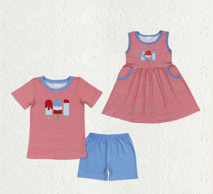 Baby Girls Boys Sibling Popstick 4th Of July Dresses Sets - Product Image 1