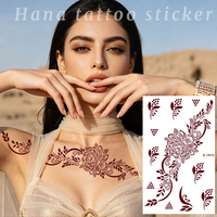 Stiker Tato Henna Sementara RTS India Arab untuk Seluruh Tangan dan Kaki, Tahan Air, untuk Salon Kuku
