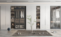 Armoire de luxe blanche cintrée personnalisable, dressing avec espace de suspension et tiroirs de rangement, mobilier moderne pour chambre à coucher