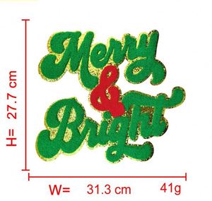 Patch en chenille personnalisé grand format à thermocoller, motif Père Noël Bébé, bord doré/argenté, Joyeux Noël Lumineux - Product Image 6