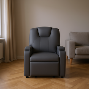 Dark <b>Grey</b> Recliner Chair 100% Polyester Manual Reclining Metal <b>Frame</b> Living Room Furniture - Product Image 2