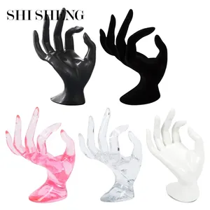 SHI SHENG siyah beyaz pembe şeffaf manken plastik tamam el parmak tutucu yüzük bilezik takı ekran standı