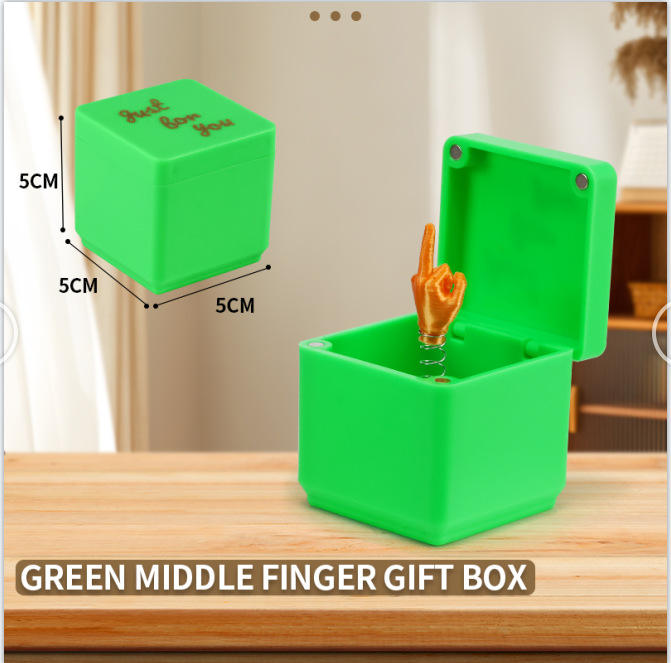 Caja de regalo para dedo medio, verde (OPP en inglés)