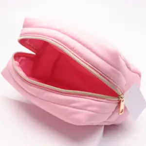 Puffy Travel Maquiagem Toiletry Bag para Mulheres Solid Color Cosmetic Case com Zipper Middle Washing Pouch