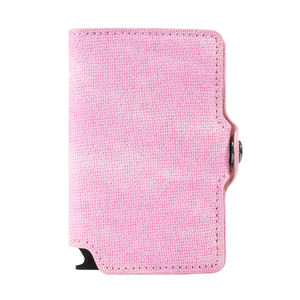 2024 nouveau Design Denim cuir porte-cartes de crédit mince minimaliste Pop Up porte-<span class=keywords><strong>carte</strong></span> en aluminium RFID bloquant rose portefeuille intelligent - Product Image 2