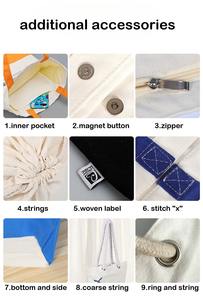 Sacs de courses en toile de coton réutilisables, pliables, lavables, 12 oz, résistants, avec logo imprimé personnalisé - Product Image 5