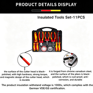 Kit d'outils isolés VDE avec pinces combinées et <span class=keywords><strong>tournevis</strong></span> CR-V, 11 pièces, ensemble d'outils à main isolés VDE 1000V - Product Image 3
